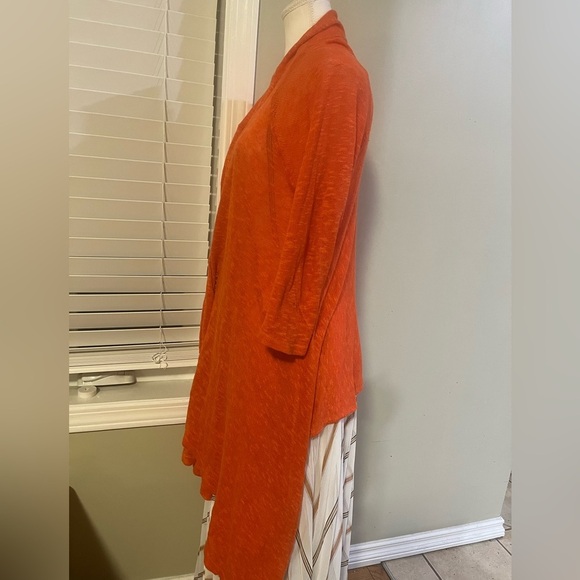 [XL]Jones New York Vibrant Orange Linen Blend Open Knit Cardigan - Picture 2 of 11